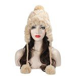 Winter Warm Rabbit Fur Beanie Hat for Women