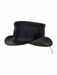 Stylish Black Genuine Leather Top Hat for Everyone