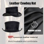 Stylish Black Genuine Leather Top Hat for Everyone