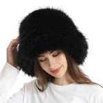 Fluffy Fuzzy Bucket Hat for Women - Black