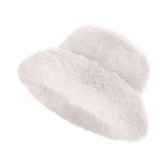 Cozy Faux Fur Bucket Hat for Women (White)