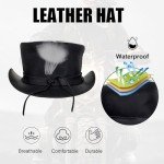 Stylish Black Genuine Leather Top Hat for Everyone