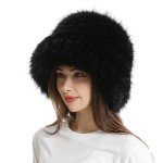 Fluffy Fuzzy Bucket Hat for Women - Black