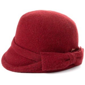 Vintage Red Wool Felt Cloche Hat for Women