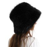 Fluffy Fuzzy Bucket Hat for Women - Black