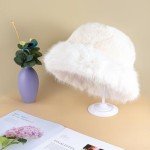 Cozy Faux Fur Bucket Hat for Women (White)