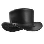 Stylish Black Cowhide Leather Steampunk Top Hat