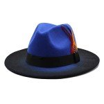 Trendy Blue and Black Women's Fedora Hat