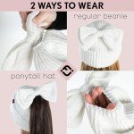 Funky Junque Women's Sequin Bow Ponytail Beanie