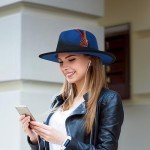 Trendy Blue and Black Women's Fedora Hat