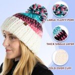 Funky Junque Women's Chunky Knit Pom Beanie