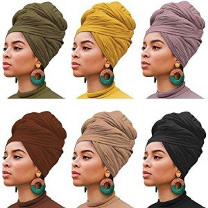 6-Piece Women's Stretch Head Wraps and Turbans