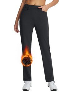 BALEAF Women's Water-Resistant Fleece Golf Pants Black