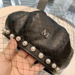 Stylish Pearl Lace Leather Beret for Women