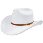 Stylish White Wide Brim Cowgirl Hat with Belt