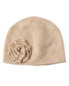 Soft Cashmere Rose Flower Beanie Hat for Women
