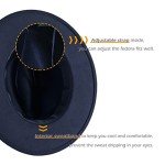 Navy Wide Brim Fedora Hat with Belt Buckle