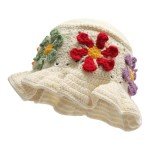 Winter Knit Bucket Hat for Women with Flowers
