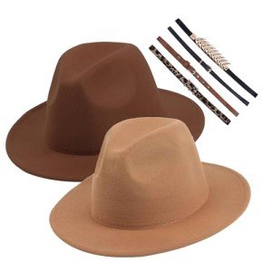 Classic Wide Brim Wool Fedora Hat with Buckle