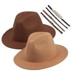 Classic Wide Brim Wool Fedora Hat with Buckle