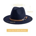 Navy Wide Brim Fedora Hat with Belt Buckle