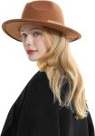 Classic Wide Brim Wool Fedora Hat with Buckle