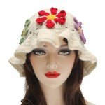 Winter Knit Bucket Hat for Women with Flowers