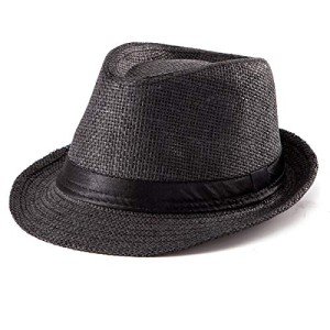 Black Straw Fedora Hat for Women - Beach Style