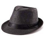 Black Straw Fedora Hat for Women - Beach Style