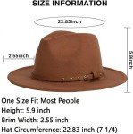 Classic Wide Brim Wool Fedora Hat with Buckle