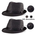 Black Straw Fedora Hat for Women - Beach Style