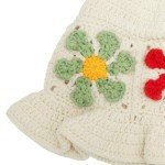 Winter Knit Bucket Hat for Women with Flowers