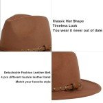 Classic Wide Brim Wool Fedora Hat with Buckle