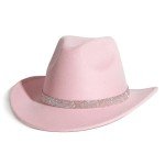 Sparkly Pink Cowboy Hat with Rhinestone Buckle