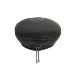 Women's Genuine Leather French Beret Hat - Black