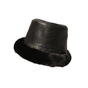 Women's Winter Faux Leather Fur Bucket Hat