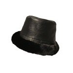 Women's Winter Faux Leather Fur Bucket Hat