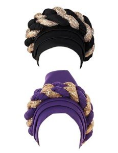 African Turbans for Women - Black & Purple