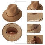 Classic Wide Brim Fedora Hat for Women - Camel
