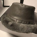 Women's Winter Faux Leather Fur Bucket Hat
