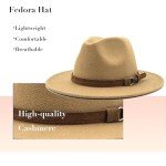 Classic Wide Brim Fedora Hat for Women - Camel