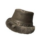 Women's Winter Faux Leather Fur Bucket Hat