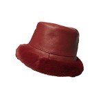 Women's Winter Faux Leather Fur Bucket Hat