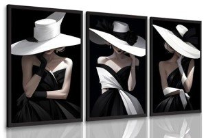 Elegant Black and White Woman Portrait Canvas Art