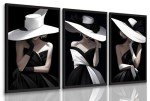 Elegant Black and White Woman Portrait Canvas Art