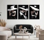 Elegant Black and White Woman Portrait Canvas Art