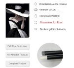 Elegant Black and White Woman Portrait Canvas Art
