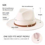 Cream Wide Brim Felt Fedora Hat with Belt