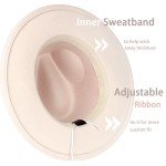 Cream Wide Brim Felt Fedora Hat with Belt