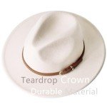 Cream Wide Brim Felt Fedora Hat with Belt